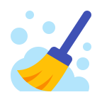 Cartoon icon of broom