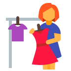 Cartoon icon of person getting dressed