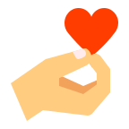 Cartoon icon of hand holding love heart