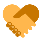Cartoon icon of hands shaking in love heart shape