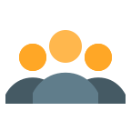 Cartoon icon of 3 people