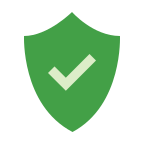 Cartoon icon of shield with checkmark