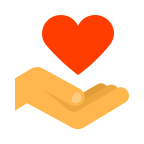 Cartoon icon of hand holding love heart